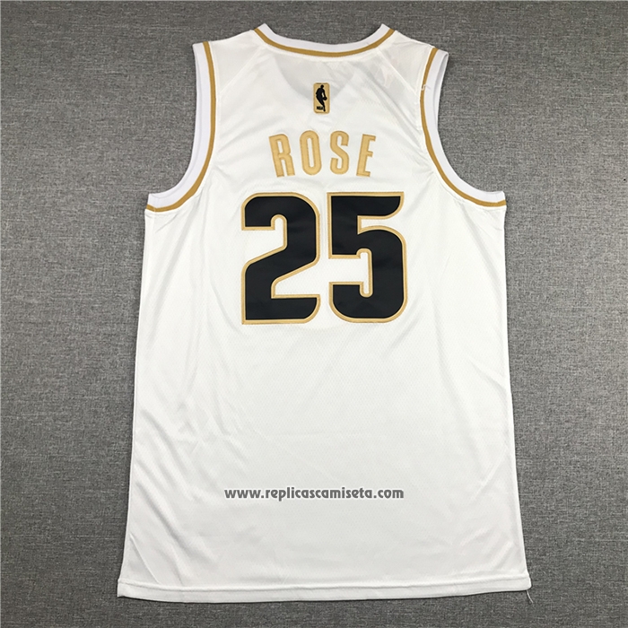 Camiseta Golden Edition Detroit Pistons Derrick Rose  #25 Blanco